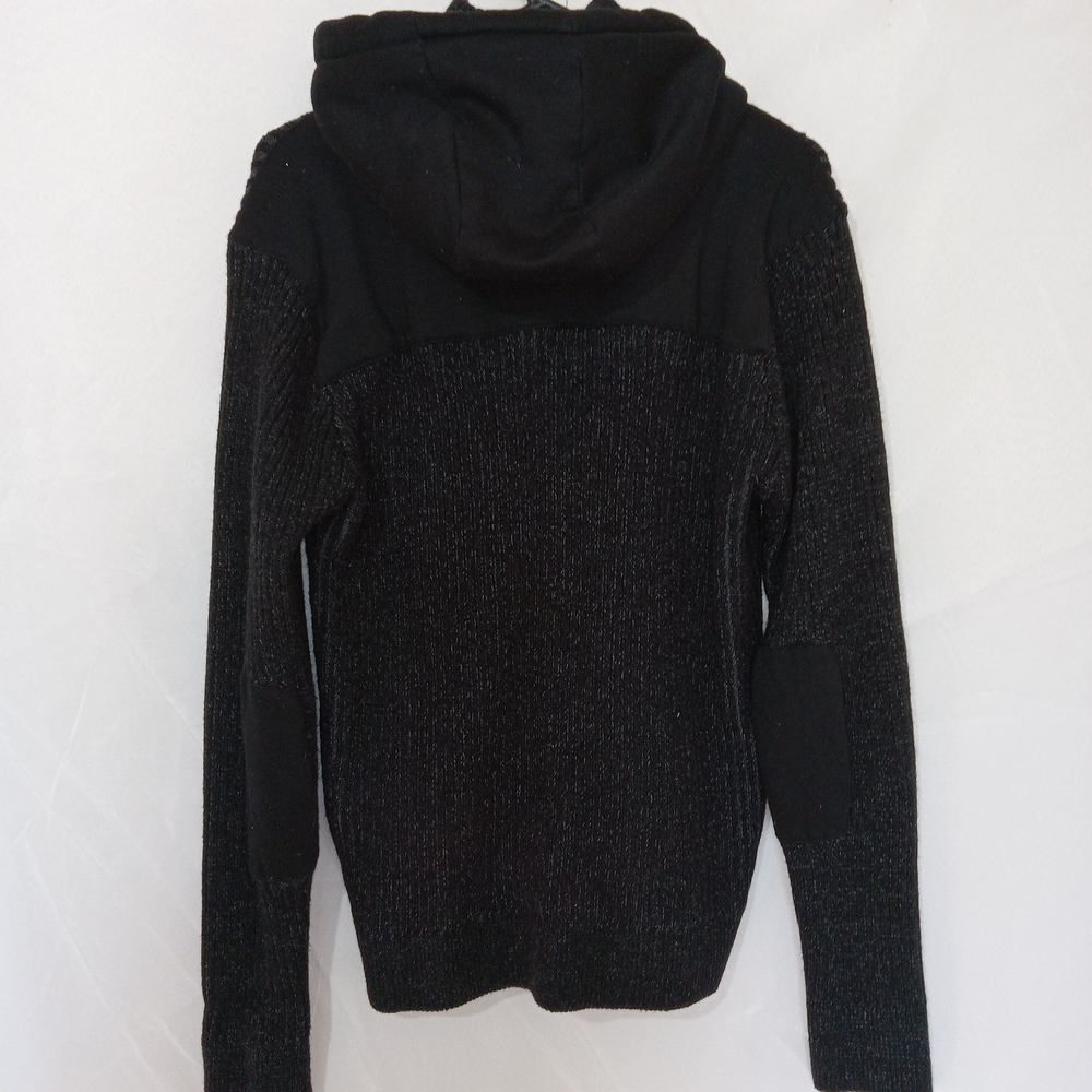 Nick Danger Mens Black Full Zip Sweater Jacket Mock Neck Hooded EUC - Picture 4 of 14